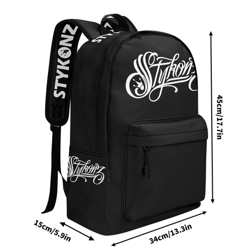 Graffiti Backpack 17 Inch Twill Leather feat Scriptkonz Stykonz BW - Stykonz Graffiti Streetwear