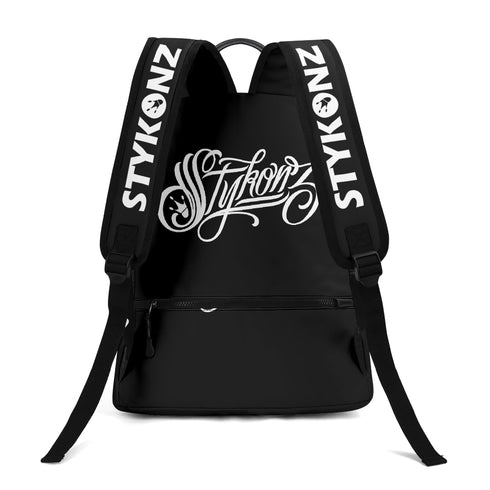 Graffiti Backpack 17 Inch Twill Leather feat Scriptkonz Stykonz BW - Stykonz Graffiti Streetwear