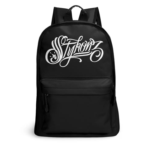 Graffiti Backpack 17 Inch Twill Leather feat Scriptkonz Stykonz BW - Stykonz Graffiti Streetwear