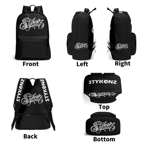 Graffiti Backpack 17 Inch Twill Leather feat Scriptkonz Stykonz BW - Stykonz Graffiti Streetwear