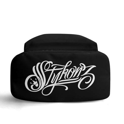 Graffiti Backpack 17 Inch Twill Leather feat Scriptkonz Stykonz BW - Stykonz Graffiti Streetwear