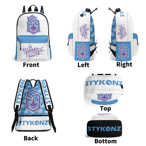 Graffiti Backpack 17 Inch Twill Leather feat Stykonz BP Style - Master Tag | Hip - Hop Streetwear Bag - Stykonz Graffiti Streetwear
