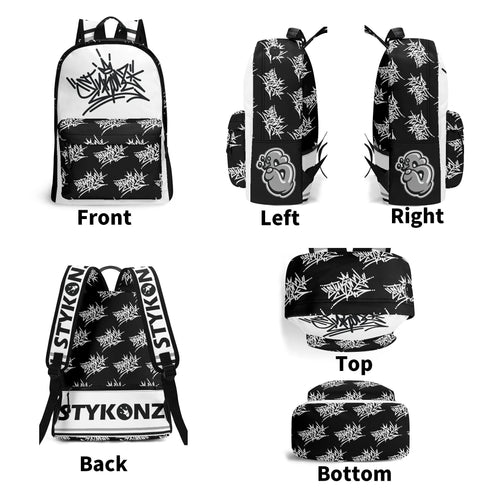Graffiti Backpack 17 Inch Twill Leather feat Stykonz Style Master Tag | Hip - Hop Streetwear Bag - Stykonz Graffiti Streetwear