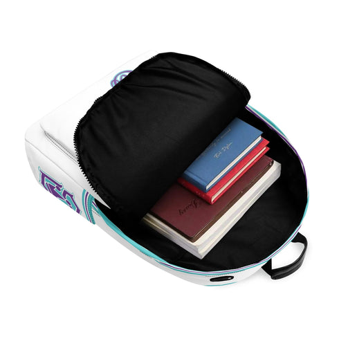 Graffiti Backpack 17 Inch Twill Leather feat Stykonz Turquoise Script | Hip - Hop Streetwear Bag - Stykonz Graffiti Streetwear