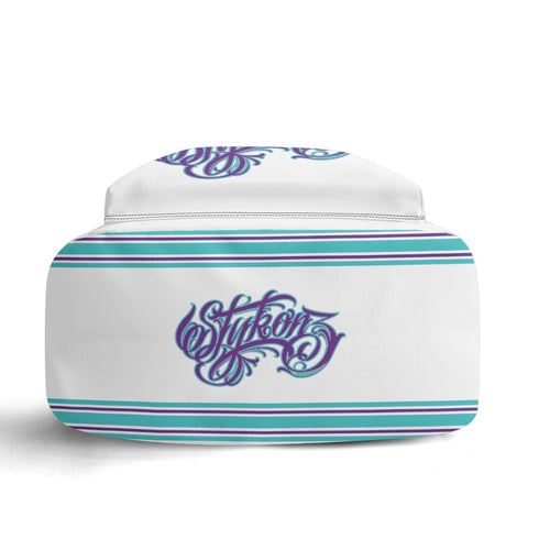 Graffiti Backpack 17 Inch Twill Leather feat Stykonz Turquoise Script | Hip - Hop Streetwear Bag - Stykonz Graffiti Streetwear