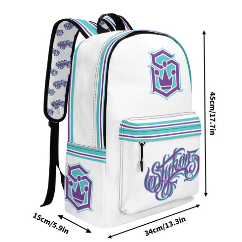 Graffiti Backpack 17 Inch Twill Leather feat Stykonz Turquoise Script | Hip - Hop Streetwear Bag - Stykonz Graffiti Streetwear