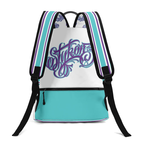 Graffiti Backpack 17 Inch Twill Leather feat Stykonz Turquoise Script | Hip - Hop Streetwear Bag - Stykonz Graffiti Streetwear