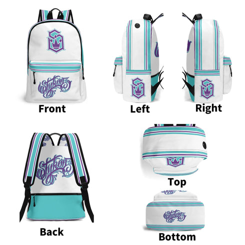 Graffiti Backpack 17 Inch Twill Leather feat Stykonz Turquoise Script | Hip - Hop Streetwear Bag - Stykonz Graffiti Streetwear