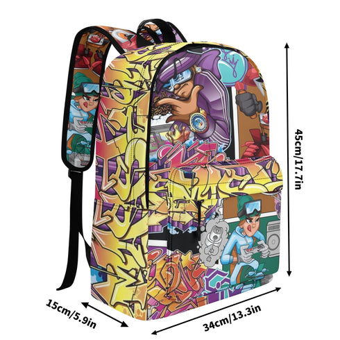 Graffiti Backpack 17 Inch Twill Leather feat The Train Master | Hip - Hop Streetwear Bag - Stykonz Graffiti Streetwear