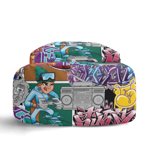 Graffiti Backpack 17 Inch Twill Leather feat The Train Master | Hip - Hop Streetwear Bag - Stykonz Graffiti Streetwear
