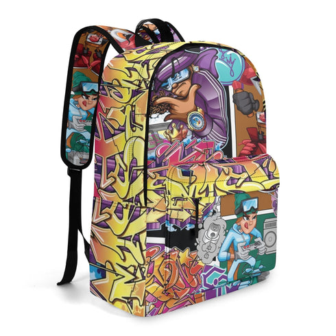 Graffiti Backpack 17 Inch Twill Leather feat The Train Master | Hip - Hop Streetwear Bag - Stykonz Graffiti Streetwear