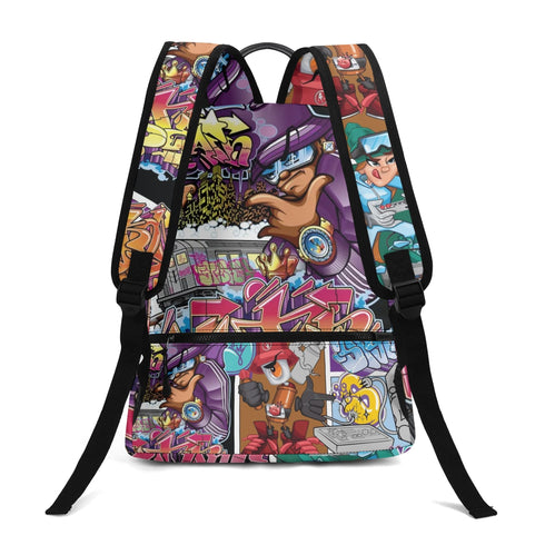 Graffiti Backpack 17 Inch Twill Leather feat The Train Master | Hip - Hop Streetwear Bag - Stykonz Graffiti Streetwear