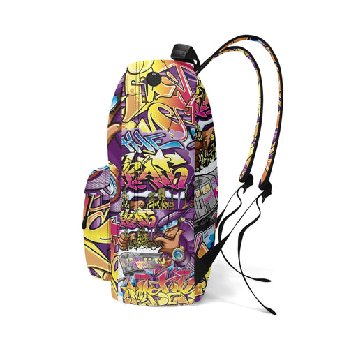 Graffiti Backpack 17 Inch Twill Leather feat The Train Master v2 | Hip - Hop Streetwear Bag - Stykonz Graffiti Streetwear