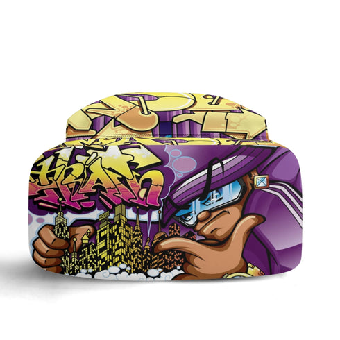 Graffiti Backpack 17 Inch Twill Leather feat The Train Master v2 | Hip - Hop Streetwear Bag - Stykonz Graffiti Streetwear