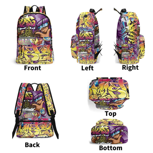 Graffiti Backpack 17 Inch Twill Leather feat The Train Master v2 | Hip - Hop Streetwear Bag - Stykonz Graffiti Streetwear