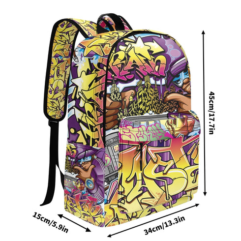 Graffiti Backpack 17 Inch Twill Leather feat The Train Master v2 | Hip - Hop Streetwear Bag - Stykonz Graffiti Streetwear