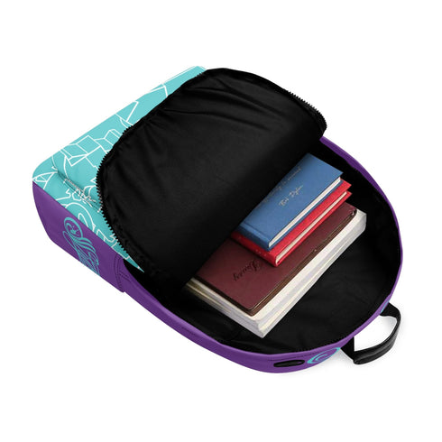 Graffiti Backpack 17 Inch Twill Leather feat Turquoise Mix Script | Hip - Hop Streetwear Bag - Stykonz Graffiti Streetwear