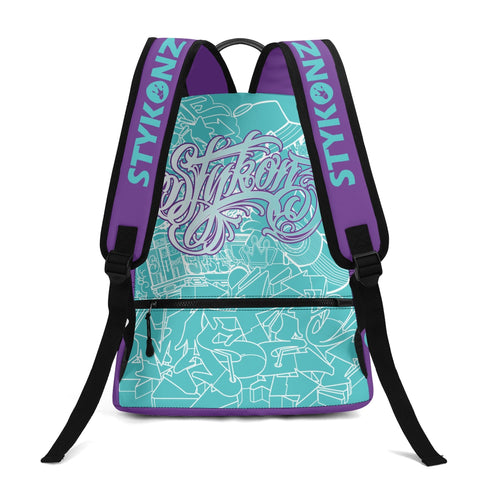 Graffiti Backpack 17 Inch Twill Leather feat Turquoise Mix Script | Hip - Hop Streetwear Bag - Stykonz Graffiti Streetwear