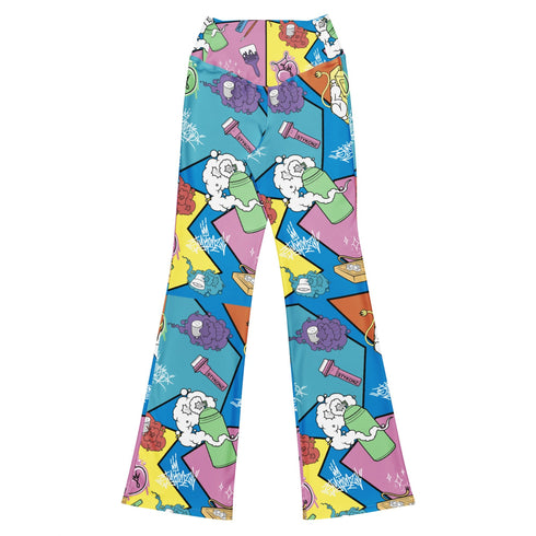 Graffiti Fleggings – 90s Elements | Hip - Hop Streetwear Flare Leggings - Stykonz Graffiti Streetwear