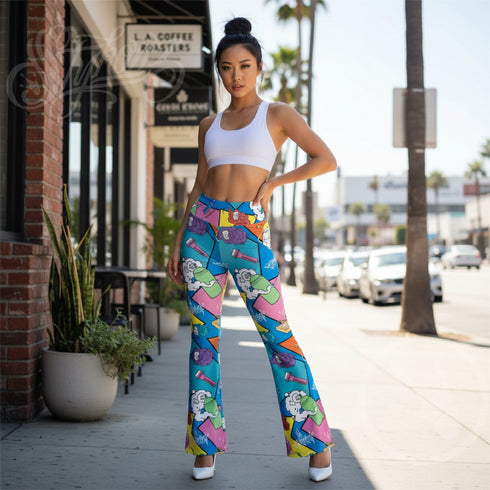 Graffiti Fleggings – 90s Elements | Hip - Hop Streetwear Flare Leggings - Stykonz Graffiti Streetwear