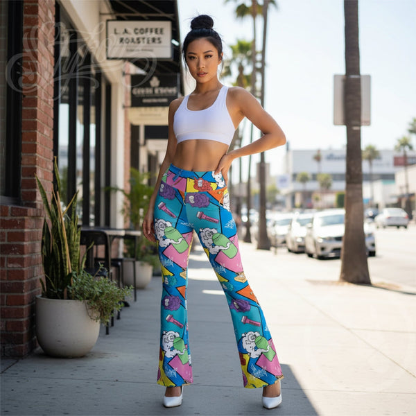 Graffiti Fleggings – 90s Elements | Hip - Hop Streetwear Flare Leggings - Stykonz Graffiti Streetwear