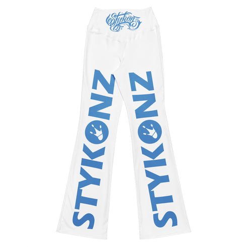 Graffiti Fleggings – B - Blue Scriptkonz II Block | Hip - Hop Streetwear Flare Leggings - Stykonz Graffiti Streetwear