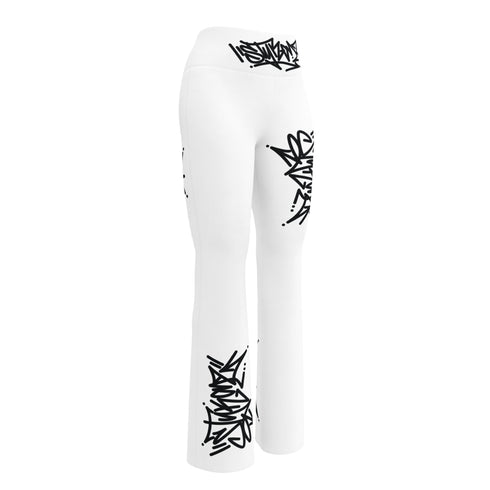 Graffiti Fleggings – Black Stykonz Tag | Hip - Hop Streetwear Flare Leggings - Stykonz Graffiti Streetwear
