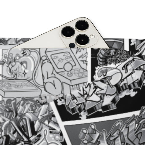 Graffiti Fleggings – B&W Comic Stykonz 1 | Hip - Hop Streetwear Flare Leggings - Stykonz Graffiti Streetwear