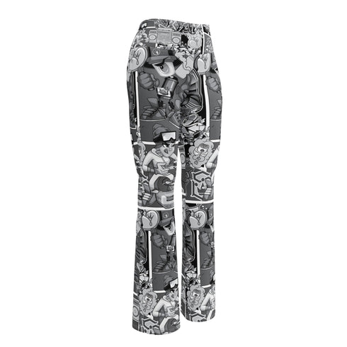 Graffiti Fleggings – B&W Comic Stykonz 1 | Hip - Hop Streetwear Flare Leggings - Stykonz Graffiti Streetwear
