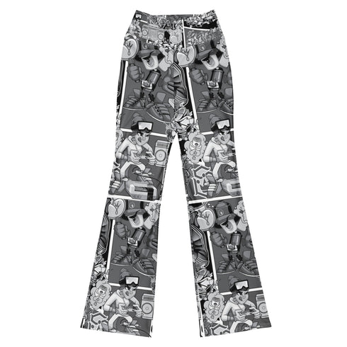 Graffiti Fleggings – B&W Comic Stykonz 1 | Hip - Hop Streetwear Flare Leggings - Stykonz Graffiti Streetwear