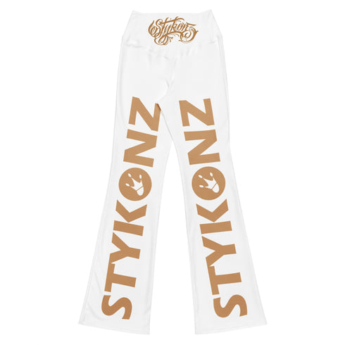 Graffiti Fleggings – Gold Stykonz Block | Hip - Hop Streetwear Flare Leggings - Stykonz Graffiti Streetwear