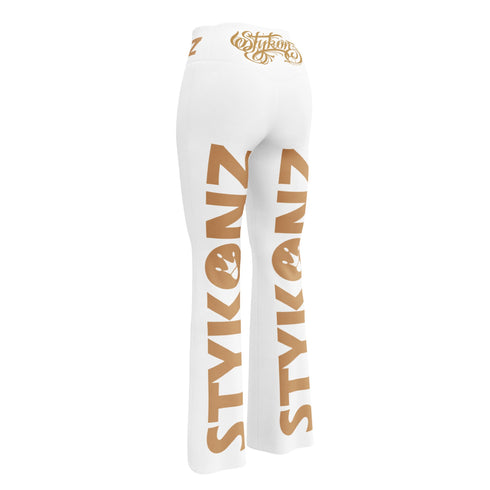 Graffiti Fleggings – Gold Stykonz Block | Hip - Hop Streetwear Flare Leggings - Stykonz Graffiti Streetwear