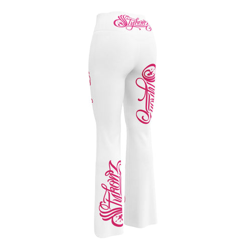 Graffiti Fleggings – Hot Pink Scriptkonz | Hip - Hop Streetwear Flare Leggings - Stykonz Graffiti Streetwear