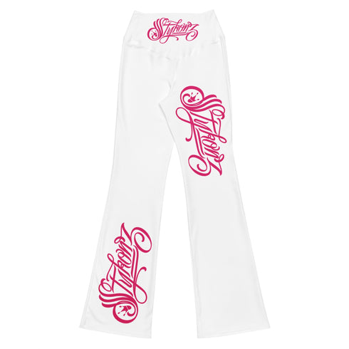 Graffiti Fleggings – Hot Pink Scriptkonz | Hip - Hop Streetwear Flare Leggings - Stykonz Graffiti Streetwear