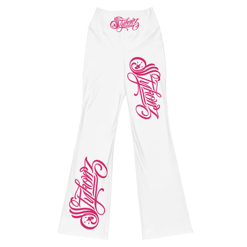 Graffiti Fleggings – Hot Pink Scriptkonz | Hip - Hop Streetwear Flare Leggings - Stykonz Graffiti Streetwear