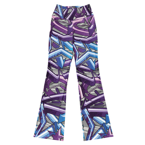 Graffiti Fleggings – Purple Wildstyle | Hip - Hop Streetwear Flare Leggings - Stykonz Graffiti Streetwear