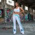 Graffiti Fleggings – Stykonz Turquoise S - Kings Block | Hip - Hop Streetwear Flare Leggings - Stykonz Graffiti Streetwear