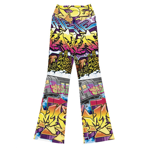 Graffiti Fleggings – The Train Master | Hip - Hop Streetwear Flare Leggings - Stykonz Graffiti Streetwear