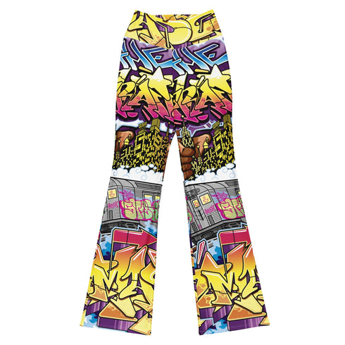 Graffiti Fleggings – The Train Master | Hip - Hop Streetwear Flare Leggings - Stykonz Graffiti Streetwear