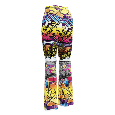 Graffiti Fleggings – The Train Master | Hip - Hop Streetwear Flare Leggings - Stykonz Graffiti Streetwear