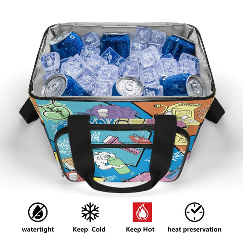Graffiti Lunch Bag Picnic Bag Cooler Bag feat 90s Elements | Hip - Hop Streetwear Cooler Bag - Stykonz Graffiti Streetwear