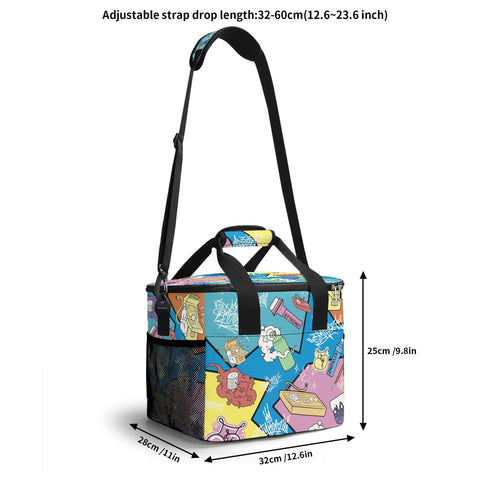Graffiti Lunch Bag Picnic Bag Cooler Bag feat 90s Elements | Hip - Hop Streetwear Cooler Bag - Stykonz Graffiti Streetwear