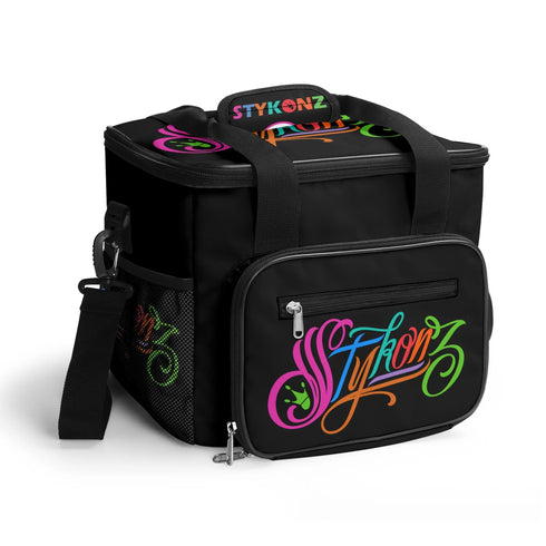 Graffiti Lunch Bag Picnic Bag feat Candy Scriptkonz on Black | Hip - Hop Streetwear Cooler Bag - Stykonz Graffiti Streetwear