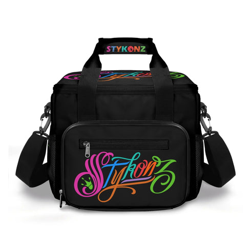 Graffiti Lunch Bag Picnic Bag feat Candy Scriptkonz on Black | Hip - Hop Streetwear Cooler Bag - Stykonz Graffiti Streetwear