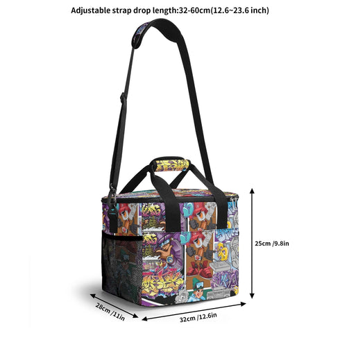 Graffiti Lunch Bag Picnic Bag feat Comic Stykonz | Hip - Hop Streetwear Cooler Bag - Stykonz Graffiti Streetwear