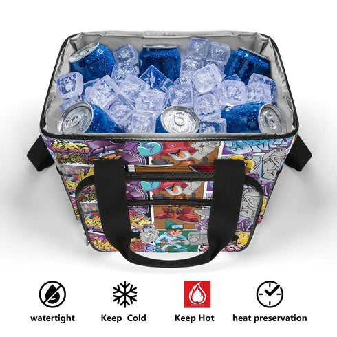 Graffiti Lunch Bag Picnic Bag feat Comic Stykonz | Hip - Hop Streetwear Cooler Bag - Stykonz Graffiti Streetwear