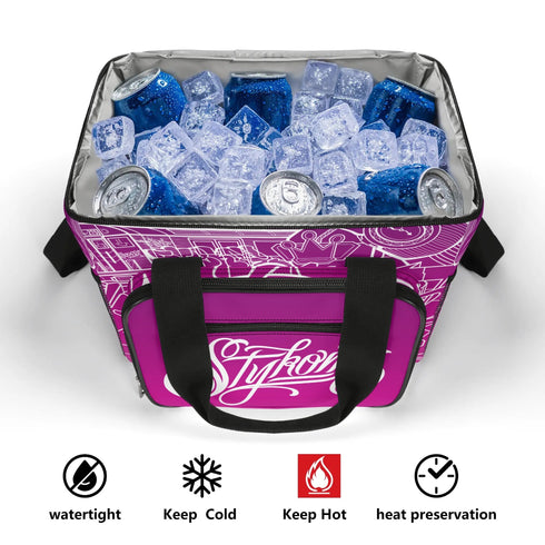 Graffiti Lunch Bag Picnic Bag feat Hot Pink Stykonz The Train Master | Hip - Hop Streetwear Cooler Bag - Stykonz Graffiti Streetwear