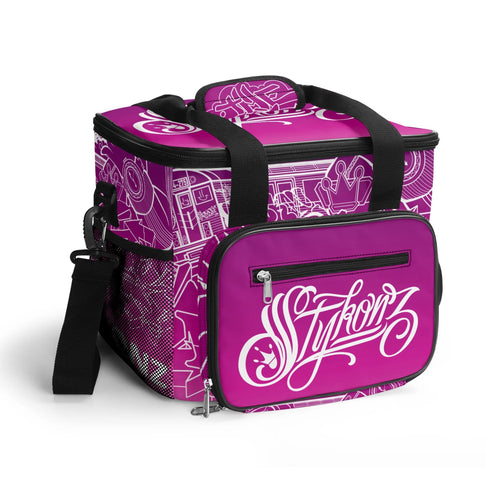 Graffiti Lunch Bag Picnic Bag feat Hot Pink Stykonz The Train Master | Hip - Hop Streetwear Cooler Bag - Stykonz Graffiti Streetwear