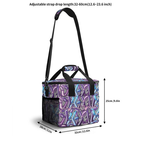 Graffiti Lunch Bag Picnic Bag feat Purple Wildstyle | Hip - Hop Streetwear Cooler Bag - Stykonz Graffiti Streetwear