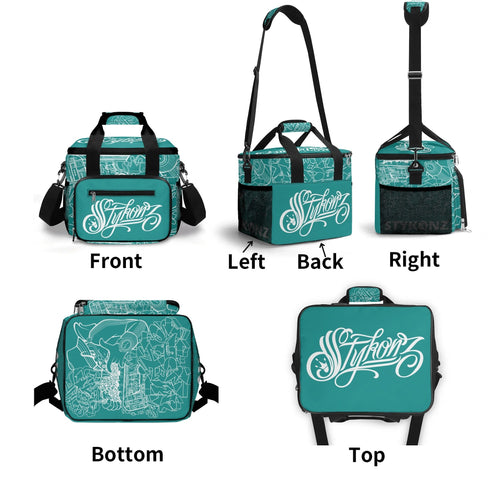 Graffiti Lunch Bag Picnic Bag feat Turquoise Stykonz The Train Master | Hip - Hop Streetwear Cooler Bag - Stykonz Graffiti Streetwear